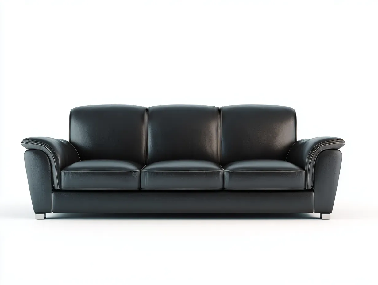 Canapé 3 places - cuir synthétique-bois-métal - 212 x 90 x 83 cm - noir - style minimaliste-Rinararoom