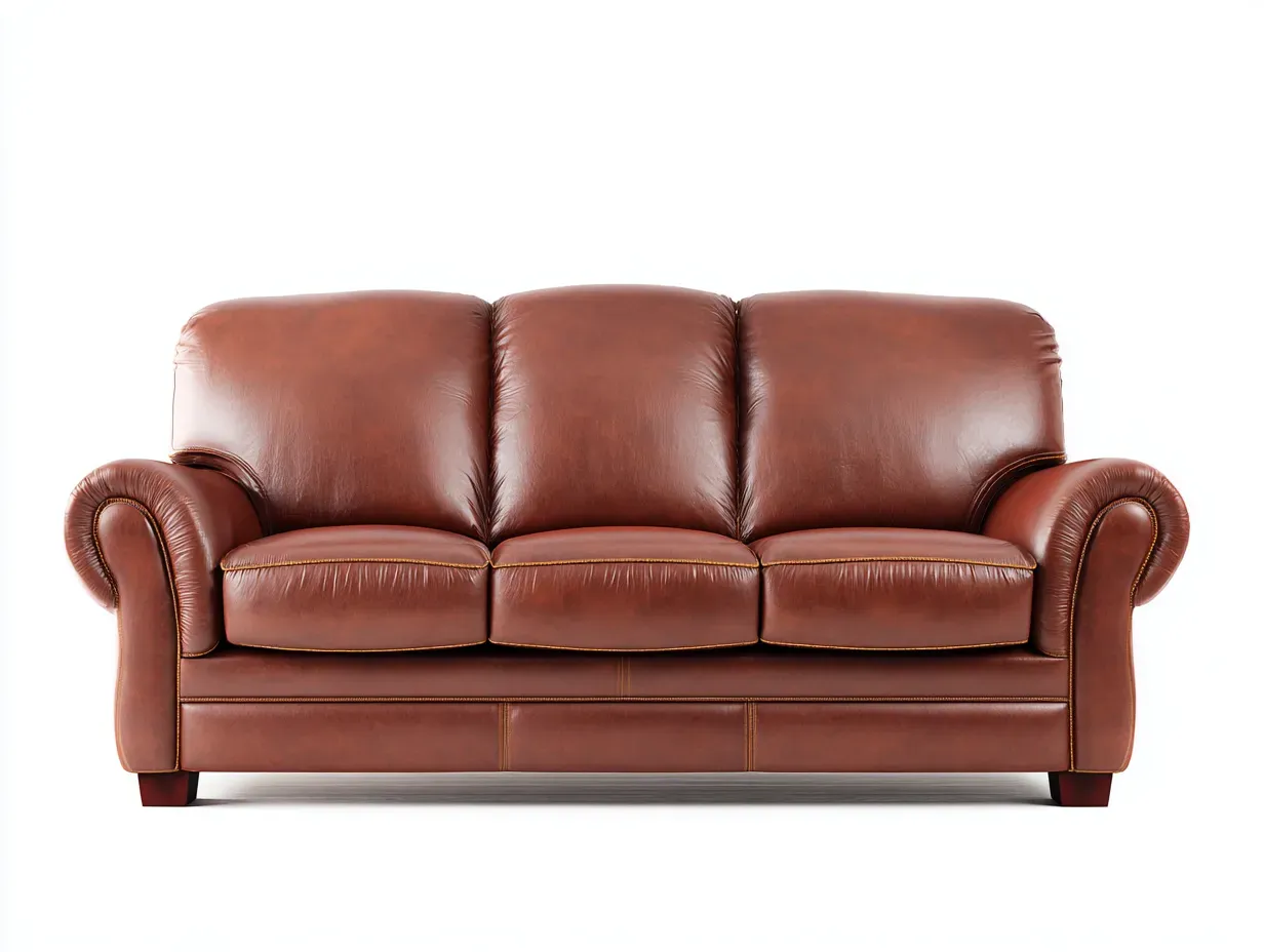 Canapé 3 places - cuir synthétique-bois - 231 x 99 x 88 cm - marron - style classique confortable-Rinararoom