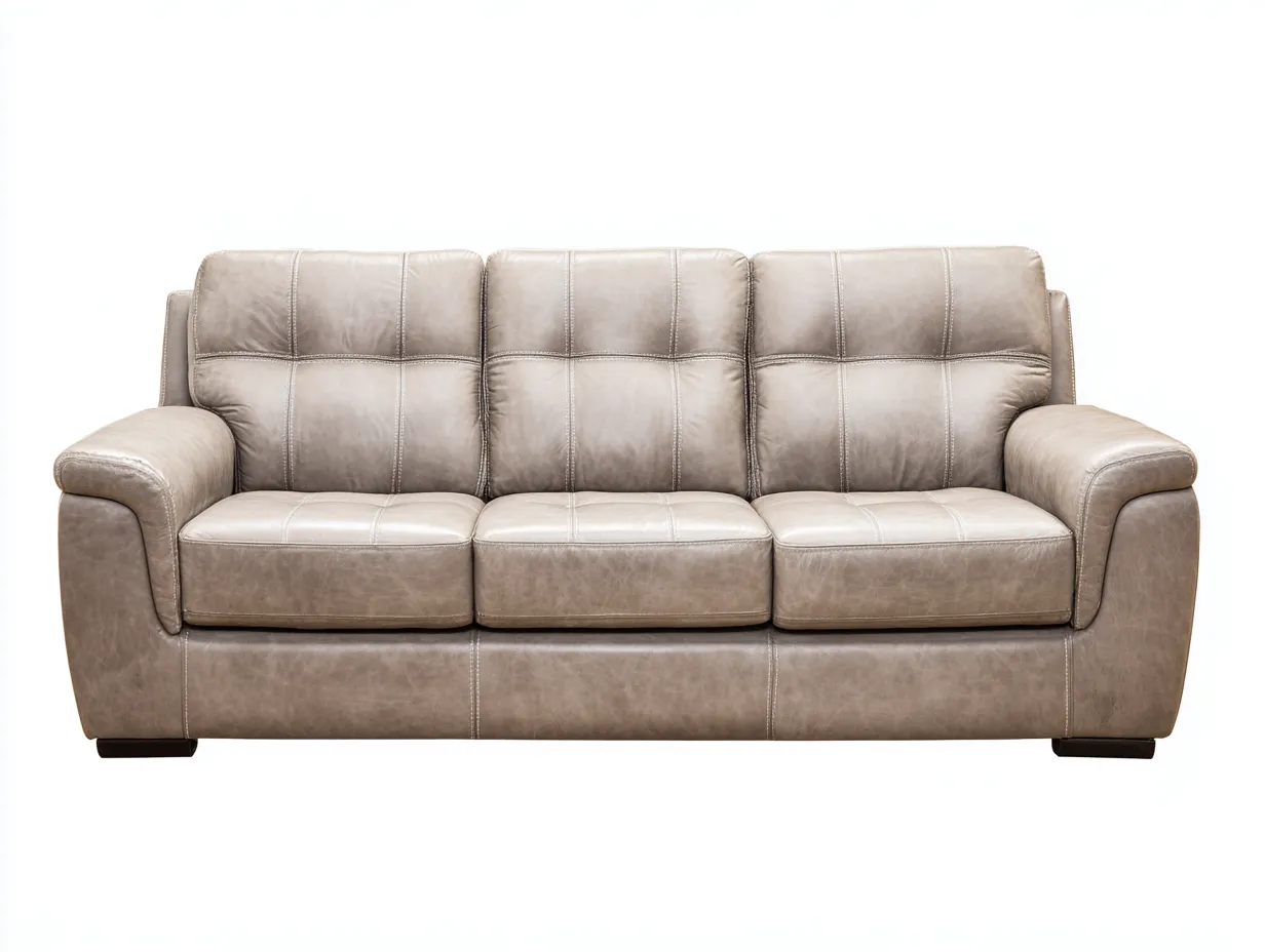 Canapé 3 places - cuir synthétique-bois - 221 x 98 x 89 cm - beige - style moderne confortable-Rinararoom