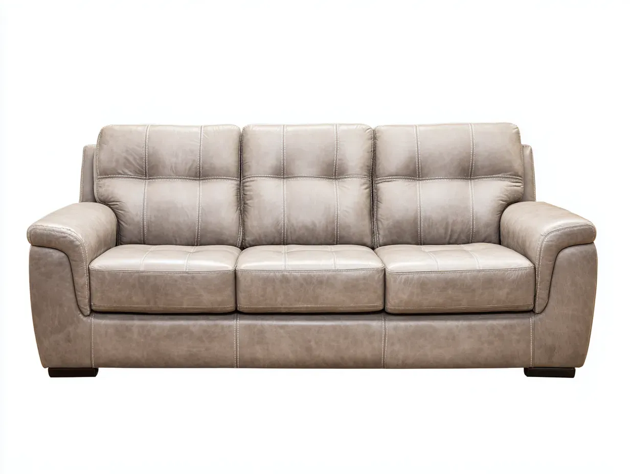 Canapé 3 places - cuir synthétique-bois - 221 x 98 x 89 cm - beige - style moderne confortable-Rinararoom