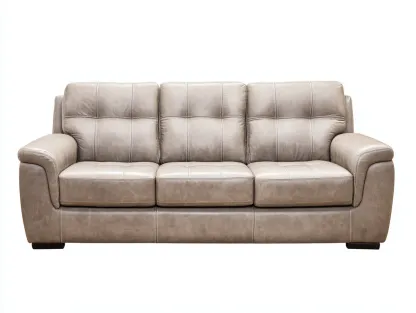Canapé 3 places - cuir synthétique-bois - 221 x 98 x 89 cm - beige - style moderne confortable-Rinararoom