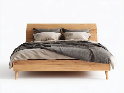 Lit double - Bois massif - 210 x 172 x 98 cm - Bois naturel - Style moderne-Zalahahaus