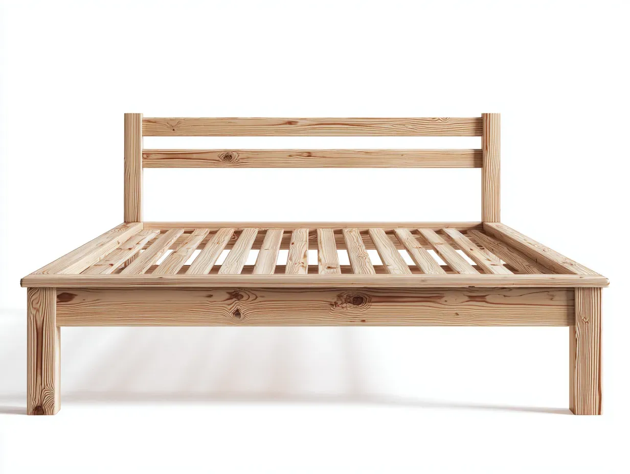Lit double - Bois massif - 200 x 160 x 90 cm - Bois naturel - Style scandinave-Zalahahaus