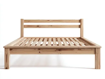 Lit double - Bois massif - 200 x 160 x 90 cm - Bois naturel - Style scandinave-Zalahahaus