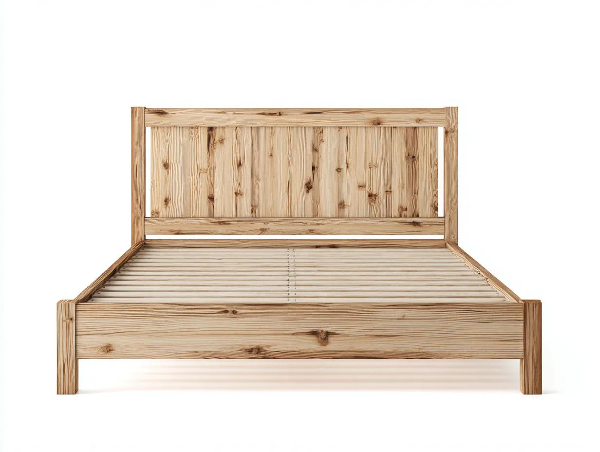 Lit double - Bois massif - 210 x 170 x 100 cm - Bois naturel - Style rustique-Zalahahaus