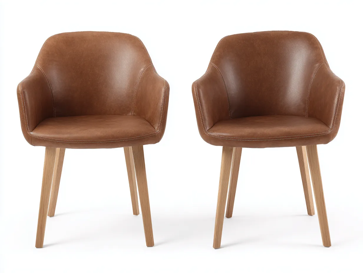 Chaise de salle à manger - similicuir-bois massif - 58 x 56 x 81 cm - marron - style contemporain-Damoocorner