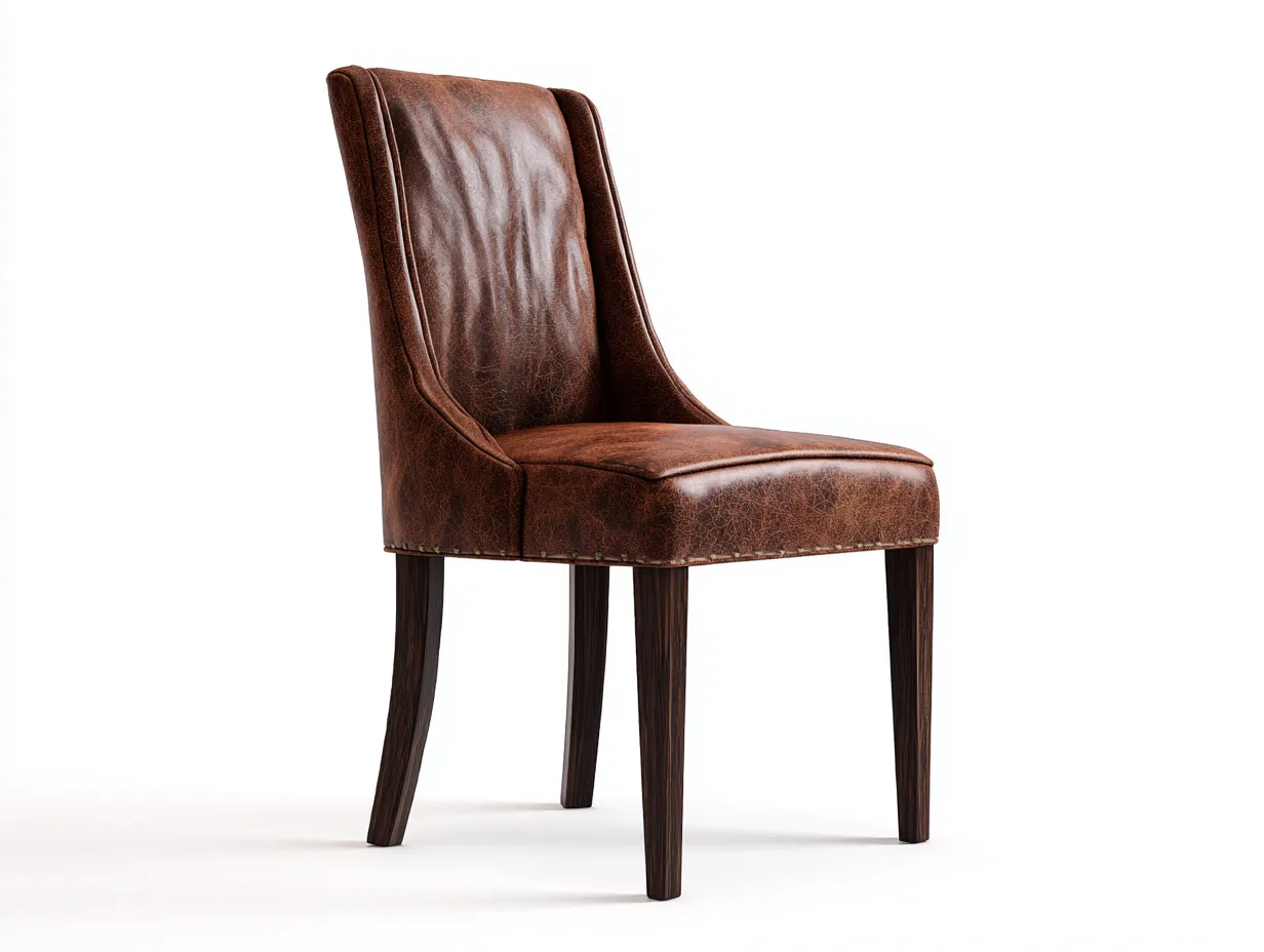 Chaise de salle à manger - similicuir-bois massif - 55 x 58 x 90 cm - brun vintage - style classique contemporain-Damoocorner
