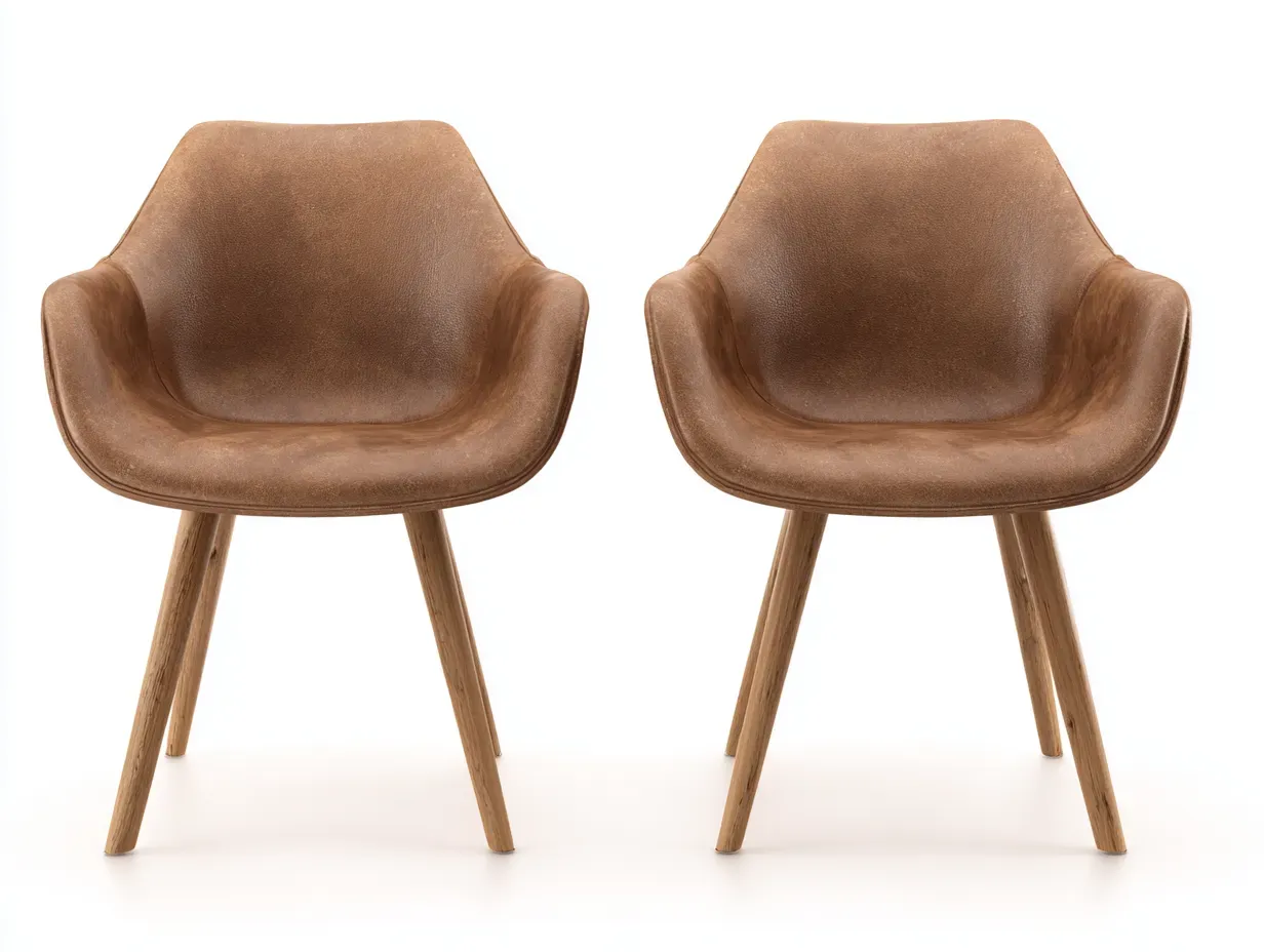 Chaise de salle à manger - similicuir-bois massif - 57 x 55 x 79 cm - marron - style moderne-Damoocorner