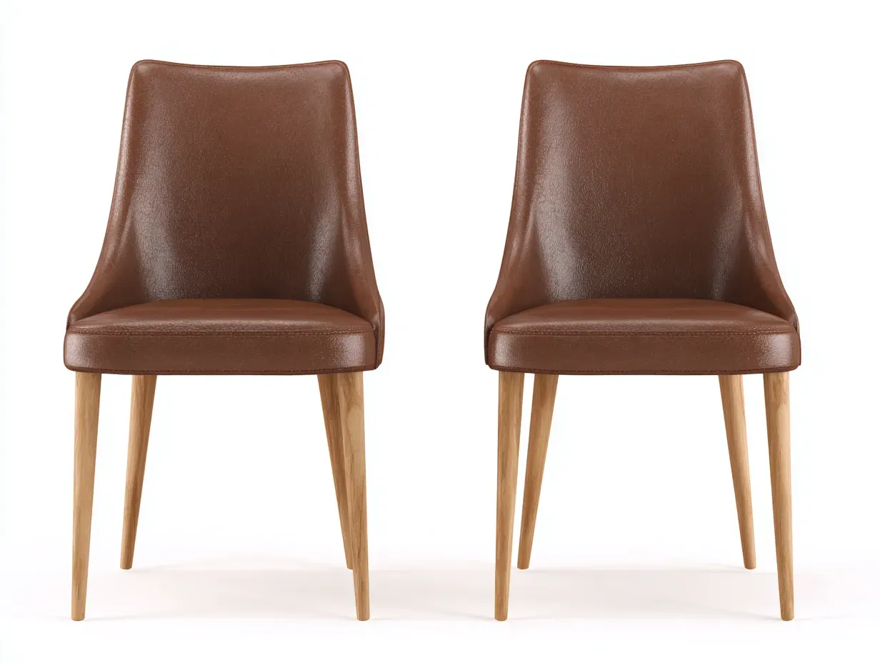 Chaise de salle à manger - similicuir-bois massif - 51 x 53 x 85 cm - marron - style contemporain-Damoocorner