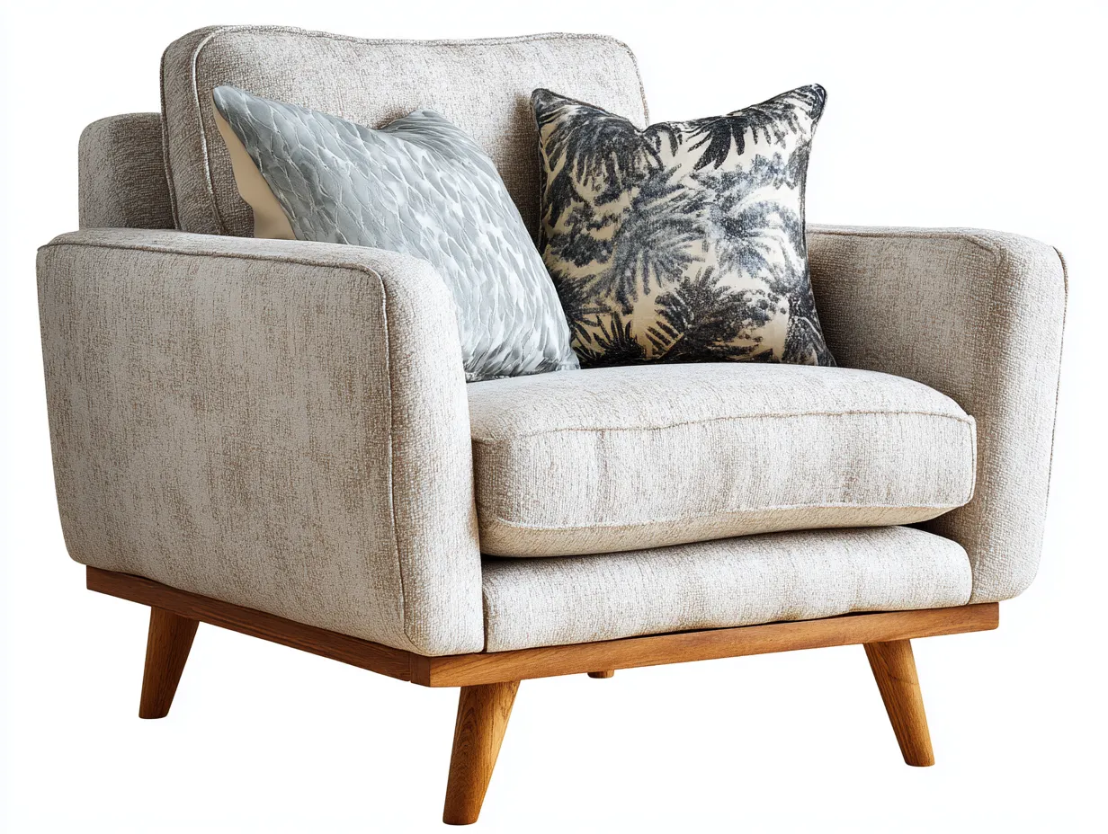 Fauteuil-tissu-bois-86 x 82 x 84 cm-beige-style moderne-Damoocorner