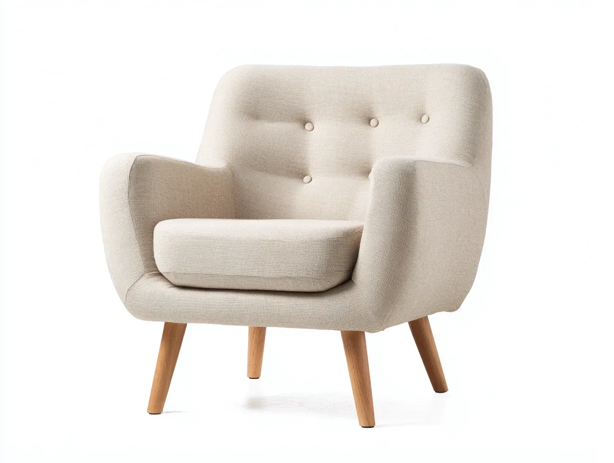 Fauteuil-tissu-bois-88 x 80 x 83 cm-beige-style moderne-Damoocorner