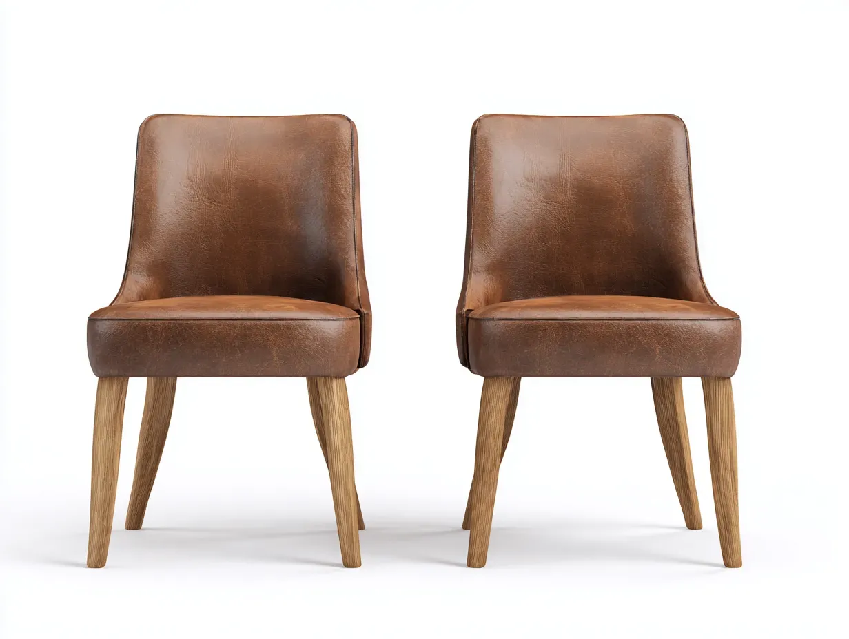 Chaise de salle à manger - similicuir-bois massif - 53 x 55 x 81 cm - marron - style contemporain-Damoocorner