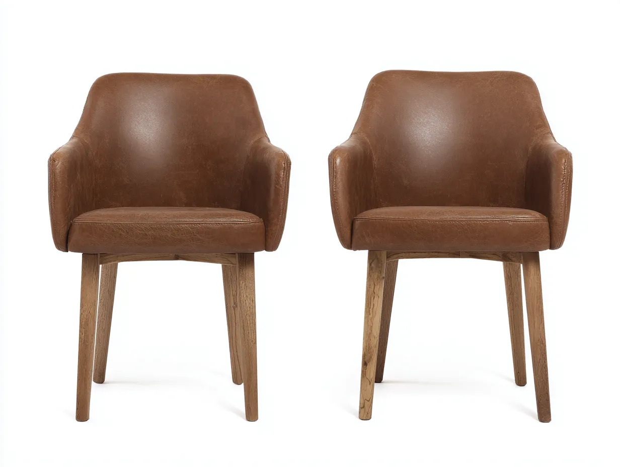 Chaise de salle à manger - similicuir-bois massif - 56 x 54 x 80 cm - marron - style contemporain-Damoocorner