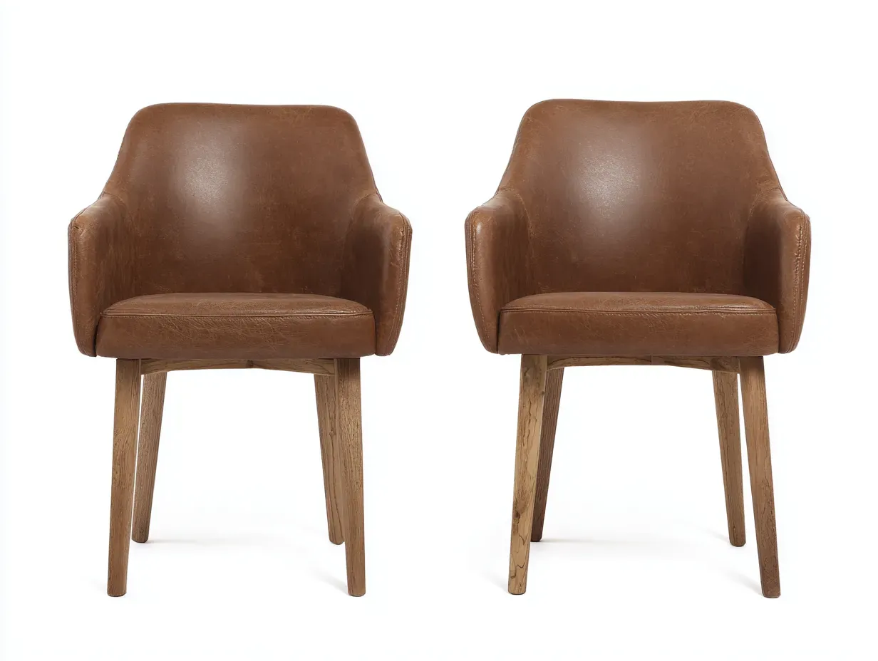 Chaise de salle à manger - similicuir-bois massif - 56 x 54 x 80 cm - marron - style contemporain-Damoocorner