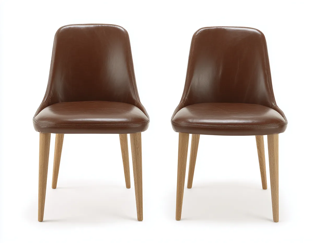 Chaise de salle à manger - similicuir-bois massif - 52 x 54 x 83 cm - brun foncé - style contemporain-Damoocorner