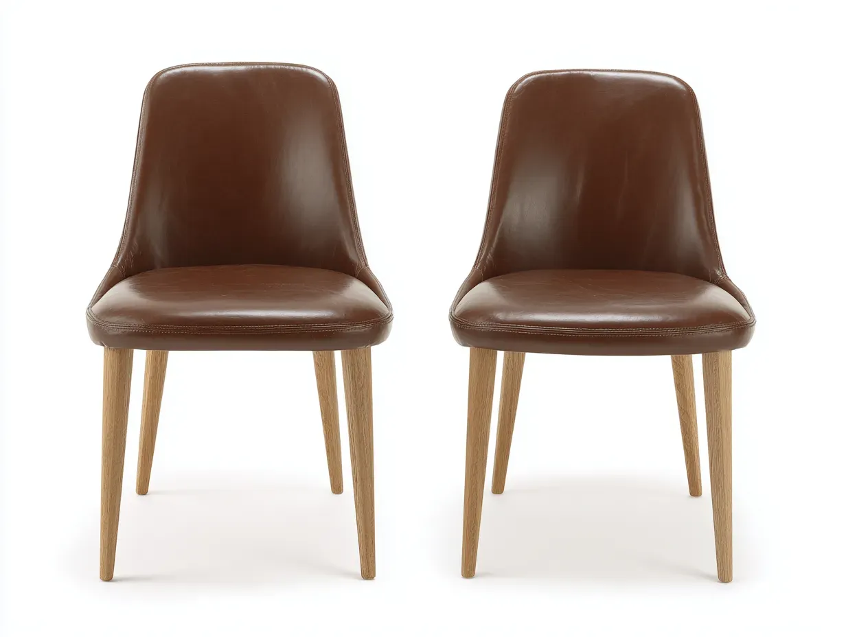 Chaise de salle à manger - similicuir-bois massif - 52 x 54 x 83 cm - brun foncé - style contemporain-Damoocorner