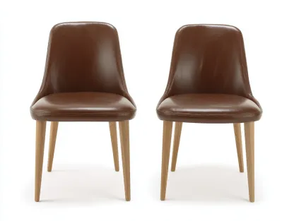 Chaise de salle à manger - similicuir-bois massif - 52 x 54 x 83 cm - brun foncé - style contemporain-Damoocorner