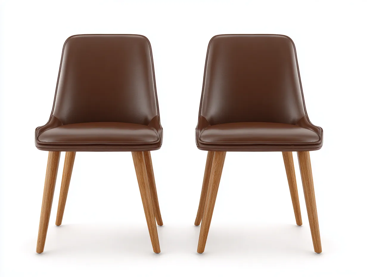 Chaise de salle à manger - similicuir-bois massif - 50 x 52 x 84 cm - marron foncé - style minimaliste-Damoocorner