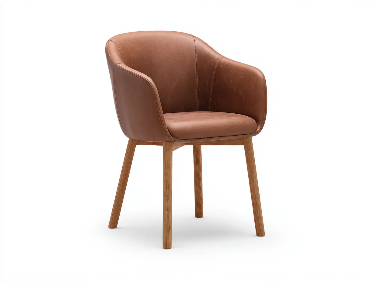 Chaise de salle à manger - similicuir-bois massif - 60 x 58 x 80 cm - marron clair - style contemporain-Damoocorner