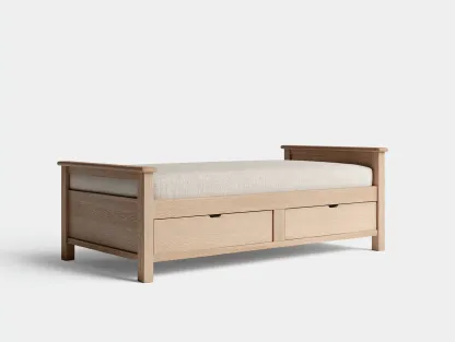 Lit simple-bois massif-tissu-205 x 98 x 78 cm-chêne clair-beige-style moderne-Modiiohaus