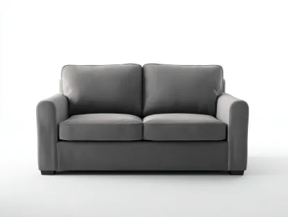 Canapé 2 places - cuir synthétique - 176 x 92 x 86 cm - gris foncé - style moderne sobre-Modiiohaus