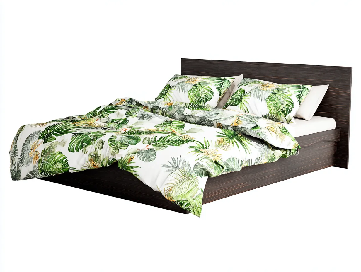 Lit double - bois - 212 x 168 x 95 cm - brun foncé - style minimaliste contemporain-Modiiohaus