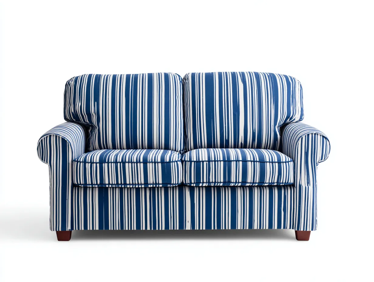 Canapé 2 places - tissu - 168 x 87 x 88 cm - bleu-blanc - style classique décontracté-Modiiohaus