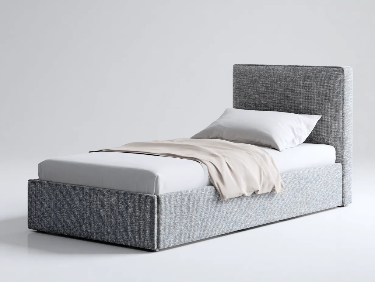 Lit simple-tissu-204 x 96 x 91 cm-gris clair-gris foncé-style contemporain-Modiiohaus