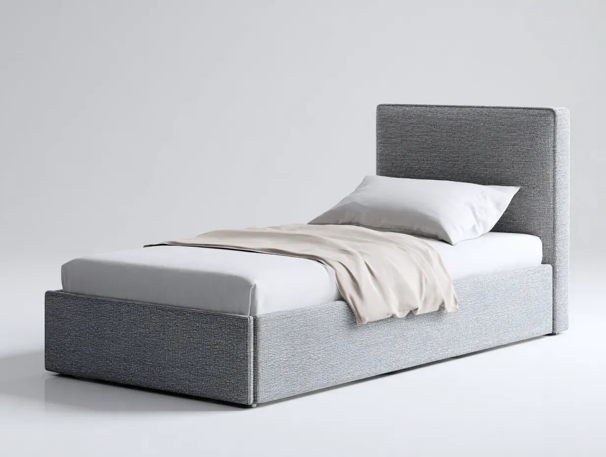 Lit simple-tissu-204 x 96 x 91 cm-gris clair-gris foncé-style contemporain-Modiiohaus