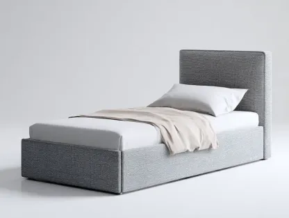 Lit simple-tissu-204 x 96 x 91 cm-gris clair-gris foncé-style contemporain-Modiiohaus