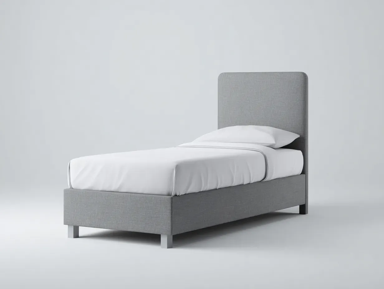 Lit simple-tissu-201 x 93 x 95 cm-gris clair-style moderne-Modiiohaus