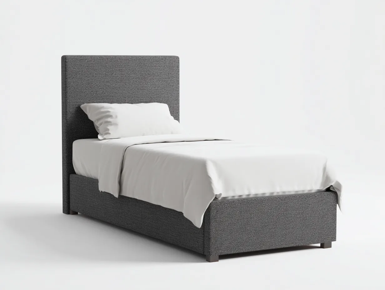 Lit simple-tissu-203 x 94 x 92 cm-gris foncé-style moderne-Modiiohaus