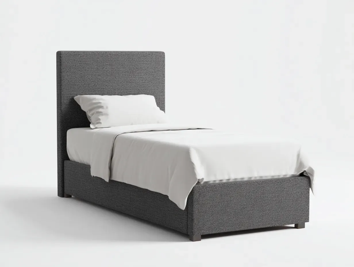 Lit simple-tissu-203 x 94 x 92 cm-gris foncé-style moderne-Modiiohaus