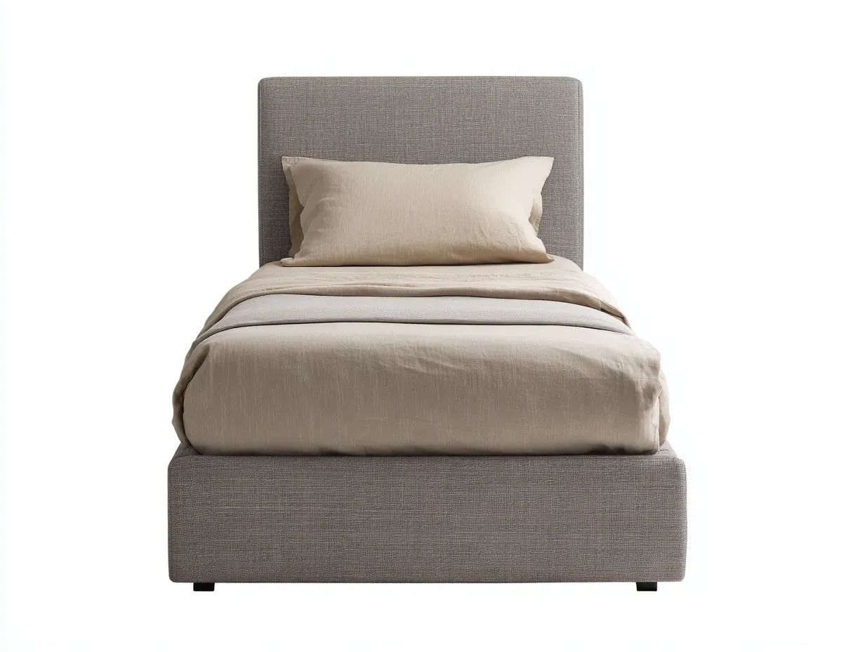 Lit simple-tissu-200 x 97 x 90 cm-gris taupe-style contemporain-Modiiohaus