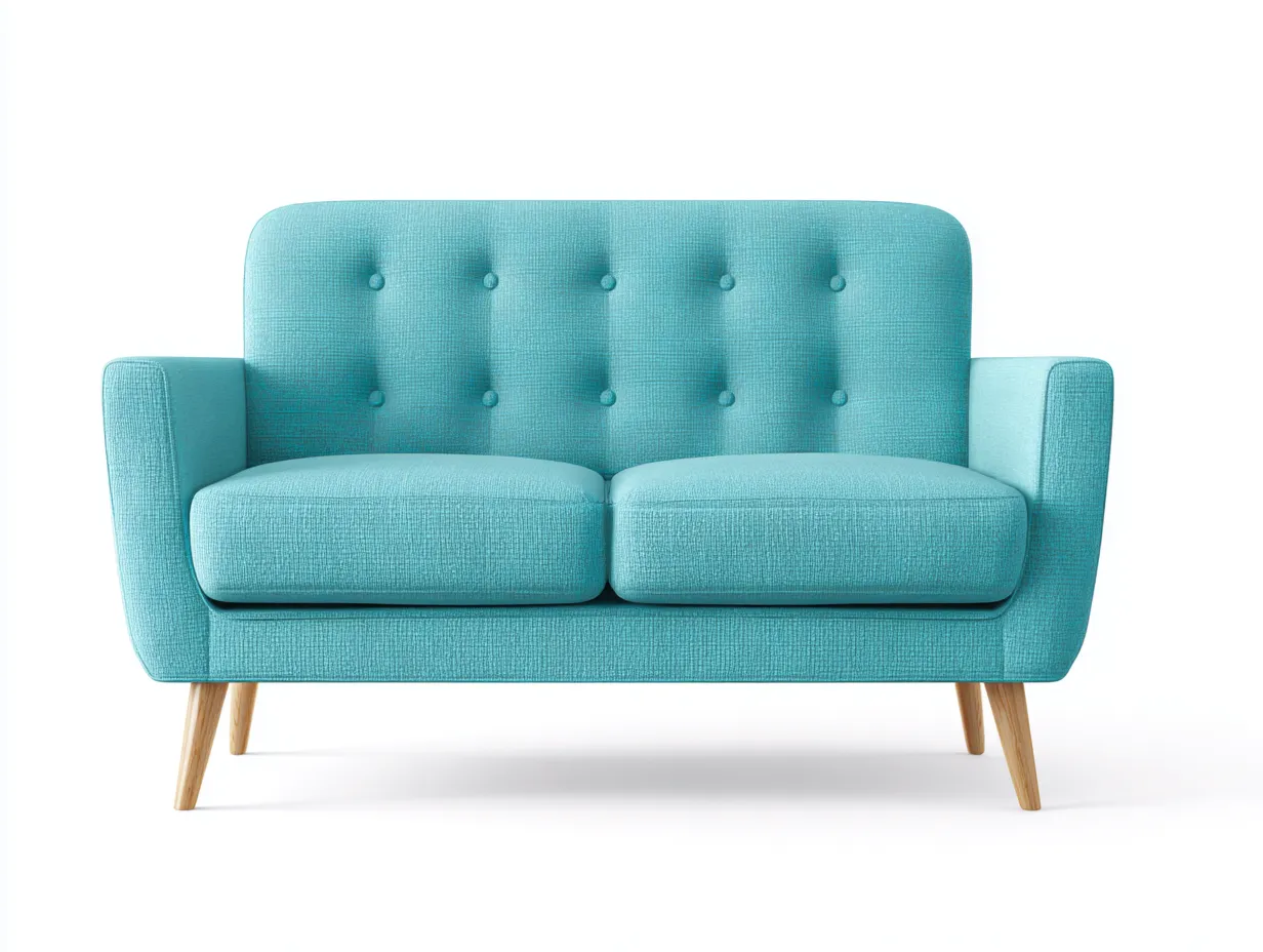 Canapé 2 places - tissu - 165 x 82 x 80 cm - bleu turquoise - style moderne minimaliste-Modiiohaus