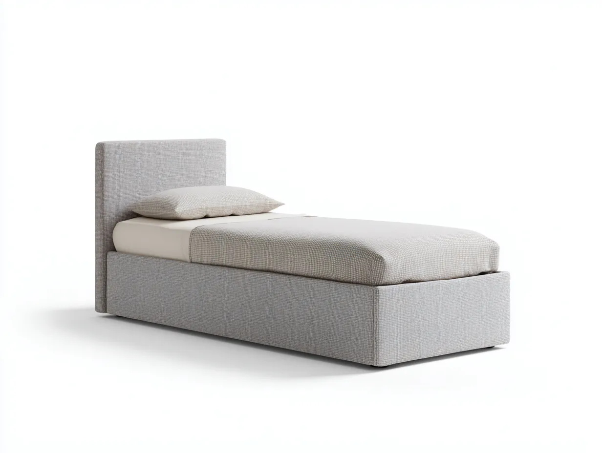 Lit simple-tissu-202 x 95 x 88 cm-gris clair-style minimaliste-Modiiohaus