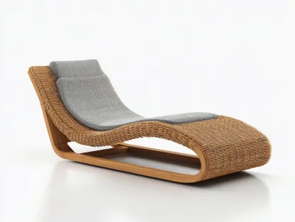 Bain de soleil - Rotin naturel-Bois-Polyester - 188 x 66 x 82 cm - Marron-Gris - Style design-Dosolialiving