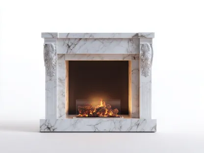Cheminée électrique-Marbre reconstitué-MDF-140 x 32 x 110 cm-Blanc veiné-Style classique-Dosolialiving