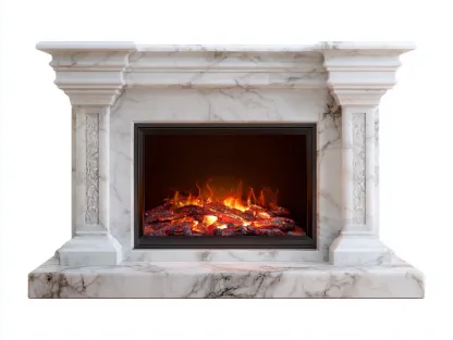 Cheminée électrique-Marbre reconstitué-MDF-146 x 33 x 107 cm-Blanc veiné-Style classique-Dosolialiving