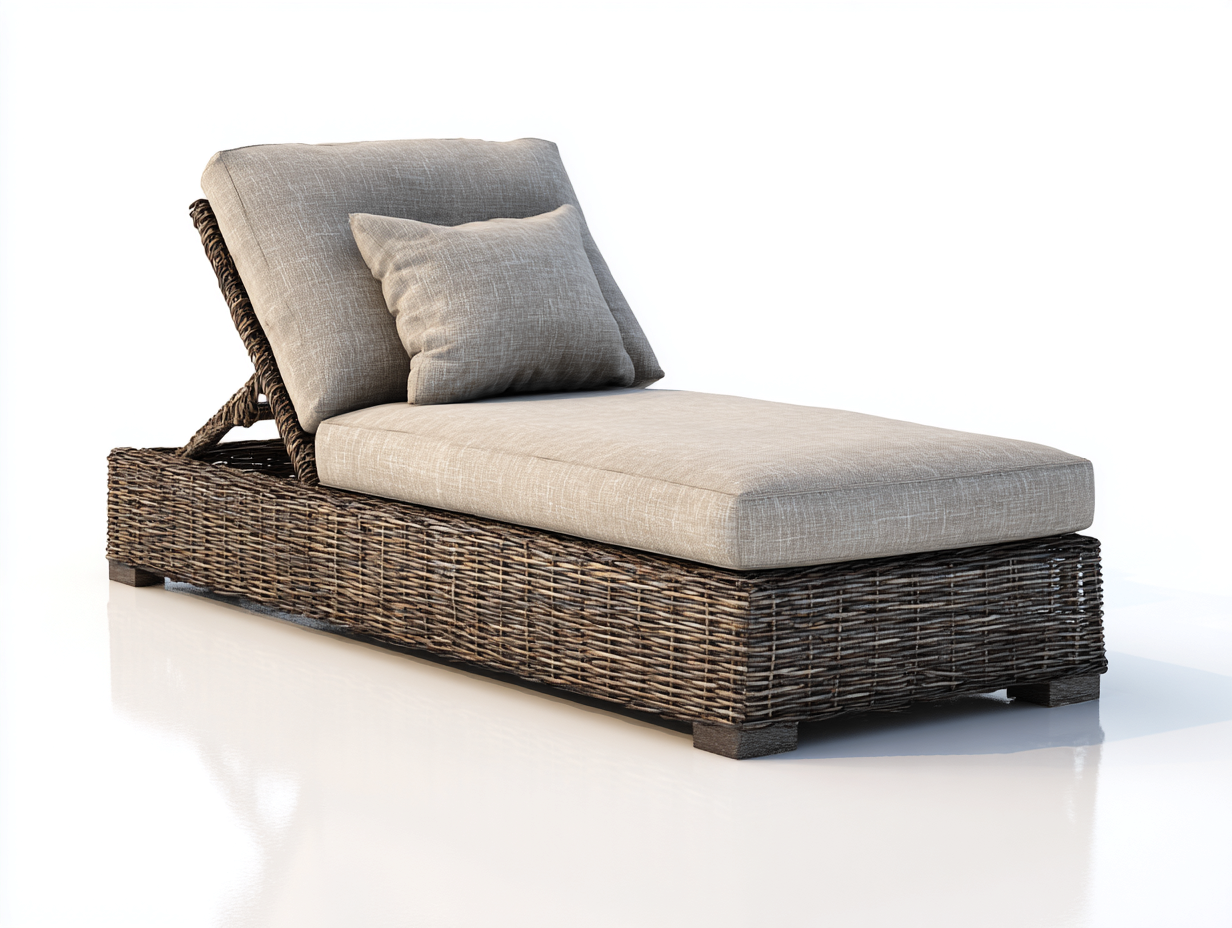 Bain de soleil - Rotin naturel-Polyester - 194 x 71 x 86 cm - Marron-Beige - Style moderne-Dosolialiving