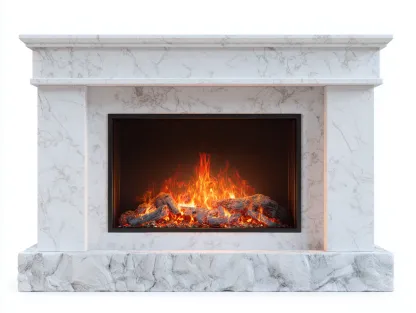 Cheminée électrique-Marbre reconstitué-MDF-160 x 39 x 102 cm-Blanc veiné-Style moderne-Dosolialiving
