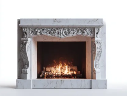 Cheminée électrique-Marbre reconstitué-MDF-132 x 34 x 108 cm-Blanc-Style classique-Dosolialiving