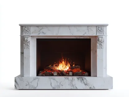 Cheminée électrique-Marbre reconstitué-MDF-156 x 38 x 115 cm-Blanc veiné-Style classique-Dosolialiving