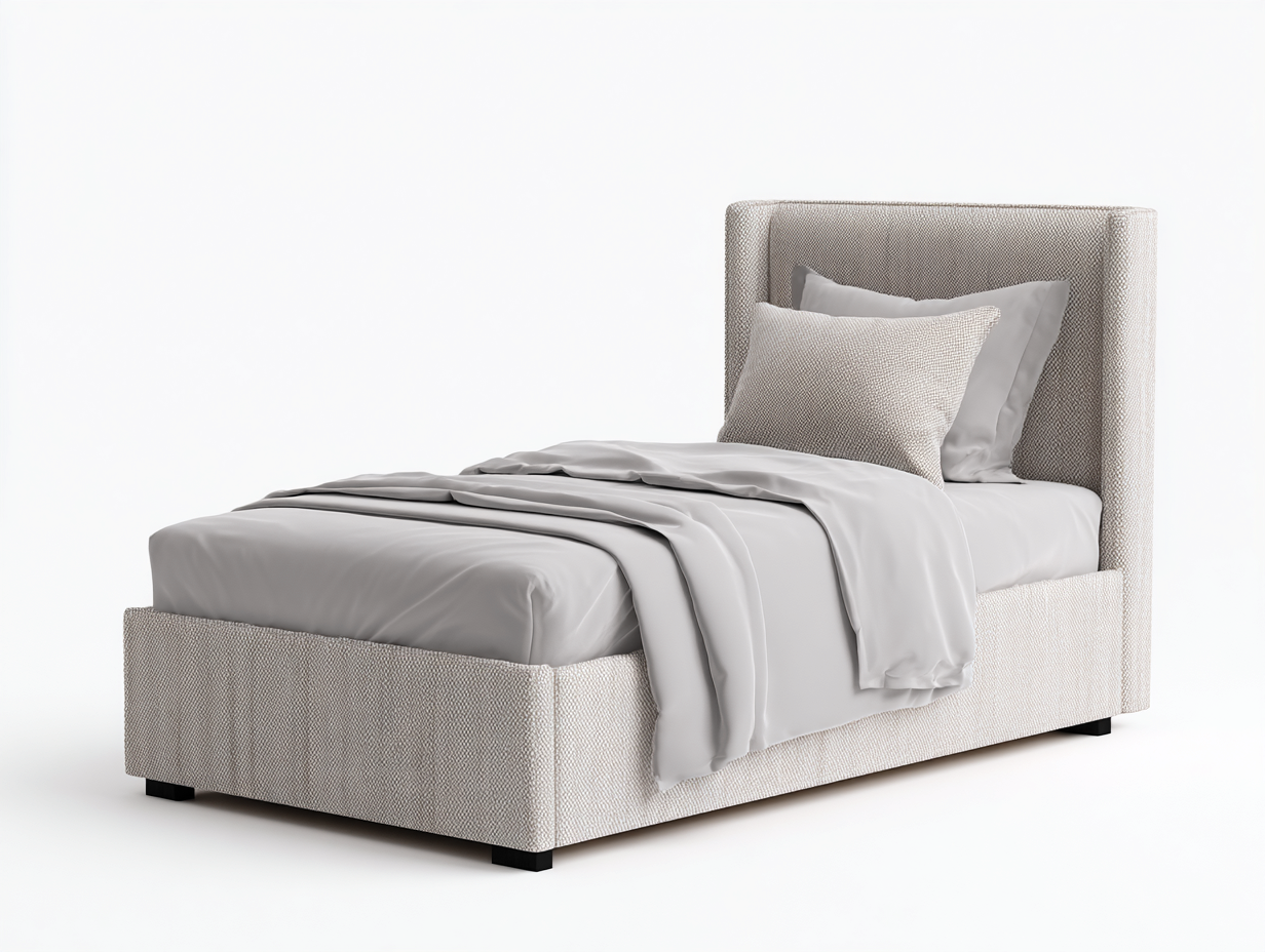 Lit simple-textile-206 x 97 x 100 cm-beige clair-style contemporain-Vamonzadecor