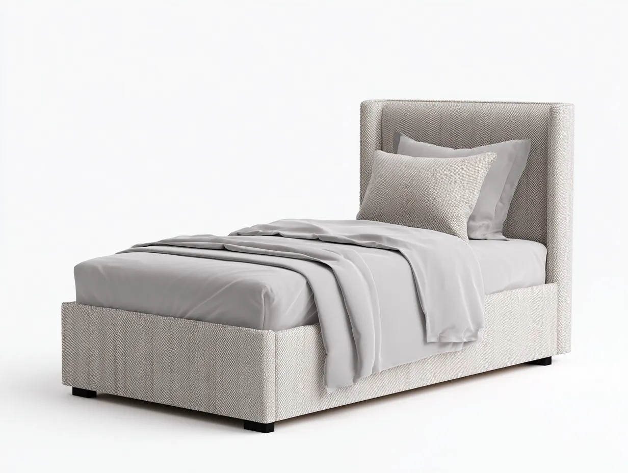 Lit simple-textile-206 x 97 x 100 cm-beige clair-style contemporain-Vamonzadecor