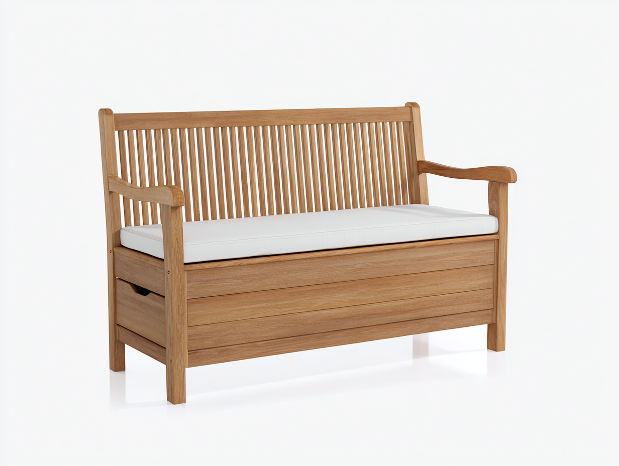 Banc de jardin-bois massif-tissu-125 x 60 x 88 cm-bois naturel-blanc-style moderne-Vamonzadecor