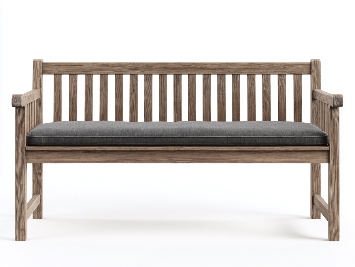 Banc de jardin-bois massif-tissu-150 x 45 x 85 cm-bois gris-gris-style moderne-Vamonzadecor
