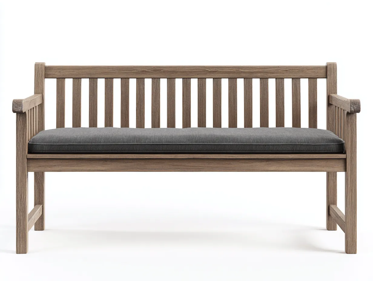 Banc de jardin-bois massif-tissu-150 x 45 x 85 cm-bois gris-gris-style moderne-Vamonzadecor