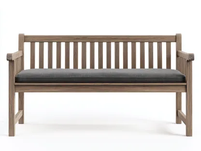 Banc de jardin-bois massif-tissu-150 x 45 x 85 cm-bois gris-gris-style moderne-Vamonzadecor