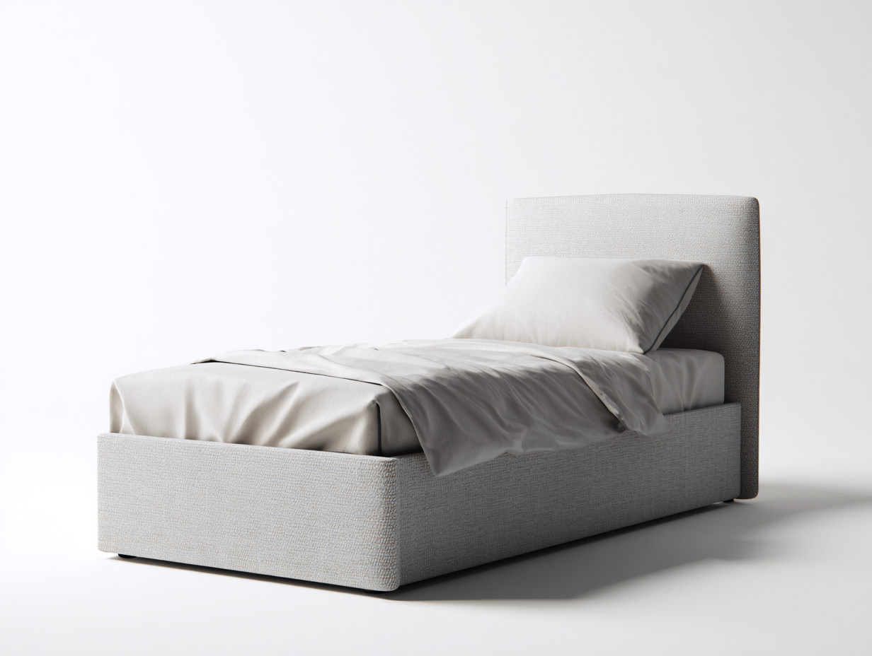 Lit simple-textile-203 x 94 x 95 cm-gris clair-style moderne-Vamonzadecor
